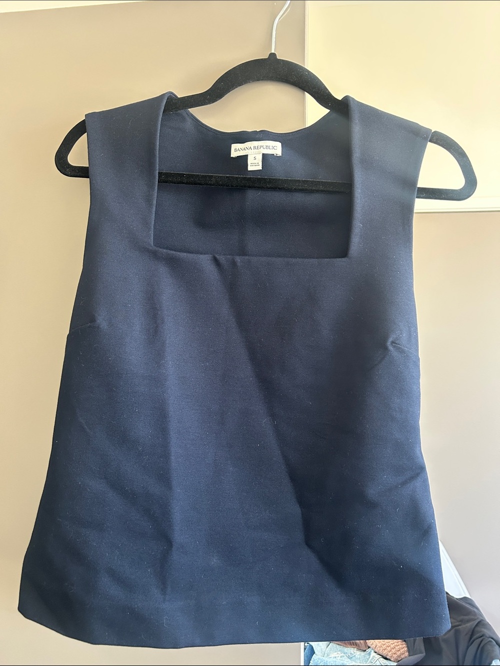 Banana Republic Navy Square-Neck Sleeveless Shell